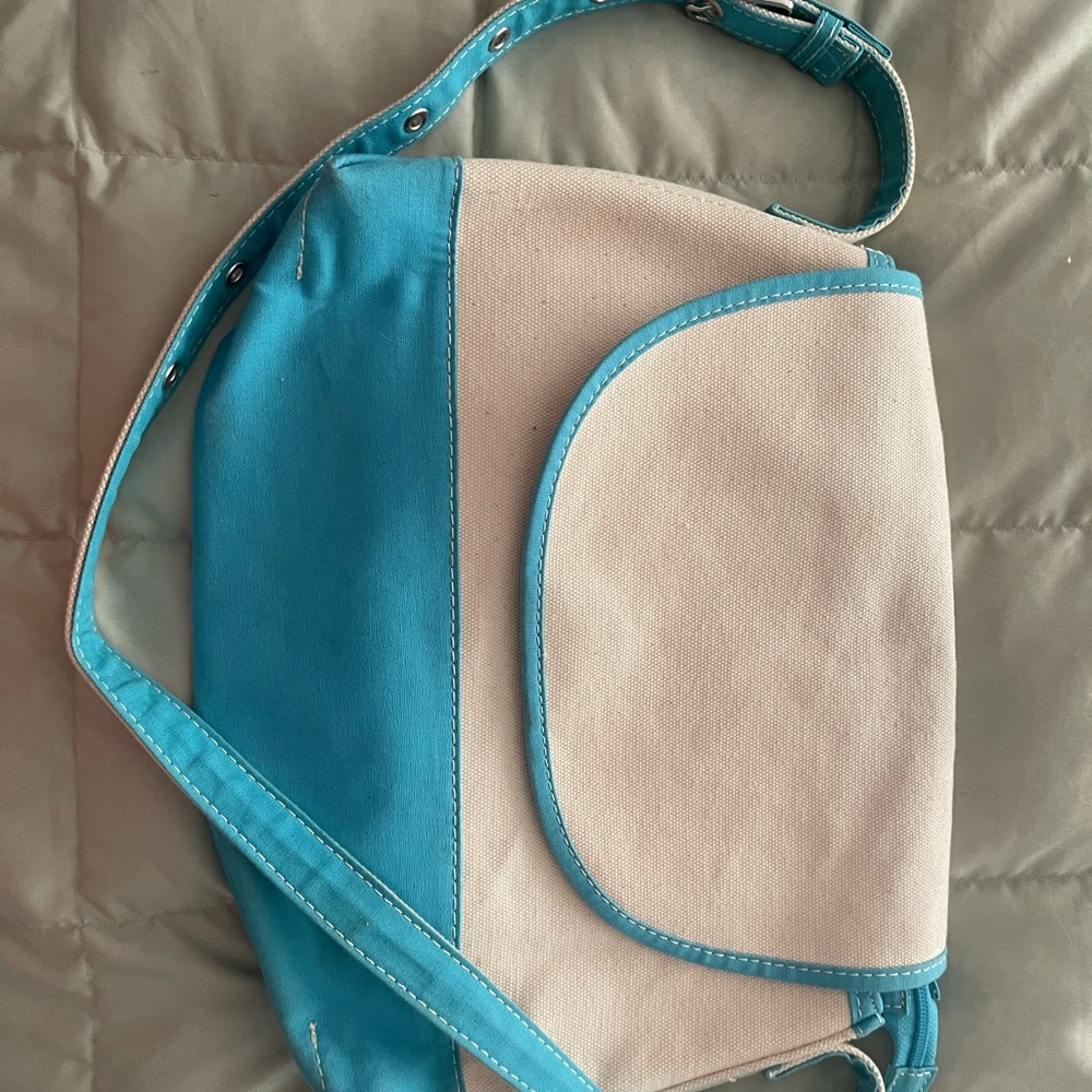 LL Bean vintage Blue and Cream Women's Shoulder messenger Bag